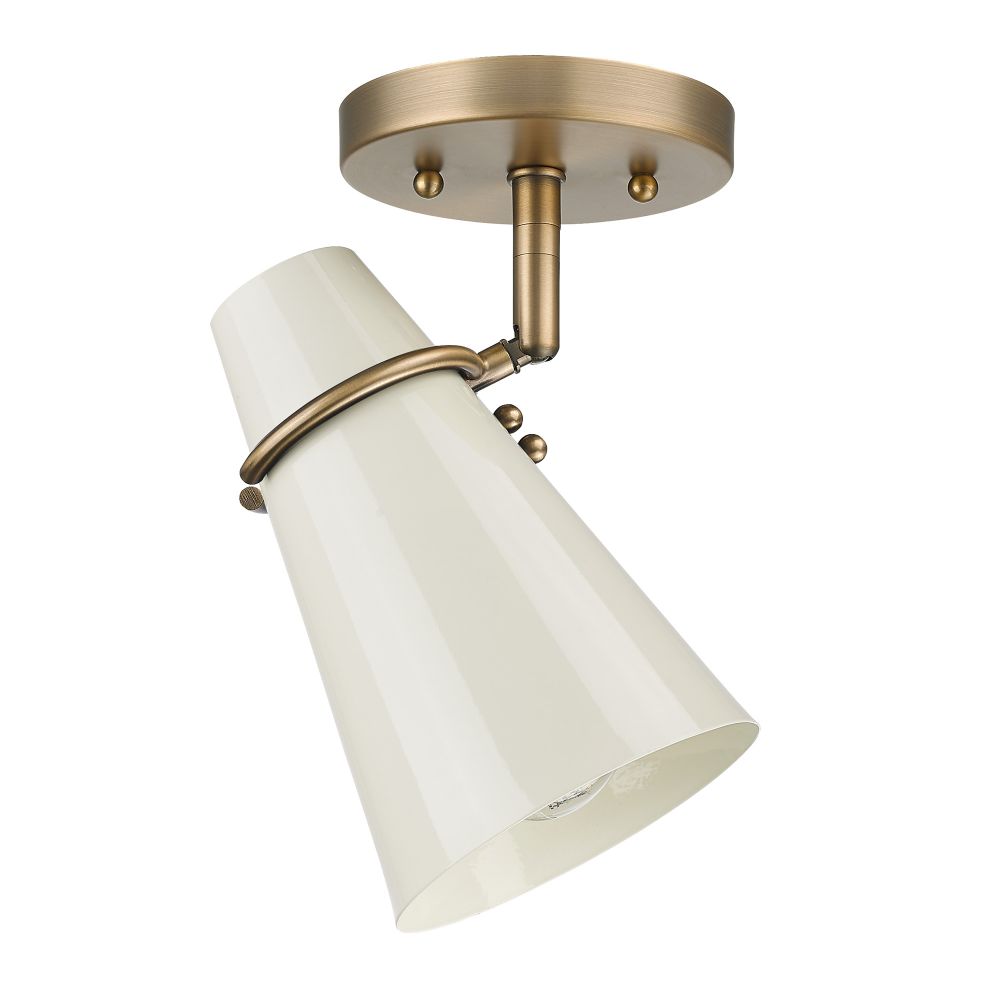 Golden Lighting 2122-SF MBS-GE Reeva Semi-Flush in Modern Brass with Glossy Ecru Shade